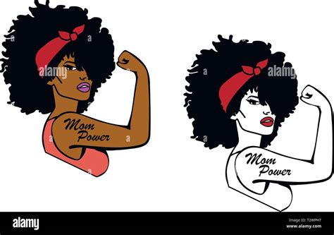 Afro Woman Rosie Girl Power Silhouette Woman Clipart Stock Vector