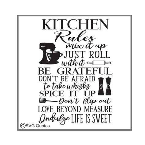 Svg Cutting File Kitchen Rules Dxf Eps For Cricut Explore Etsy