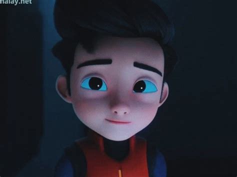 An Animated Character With Blue Eyes And Black Hair
