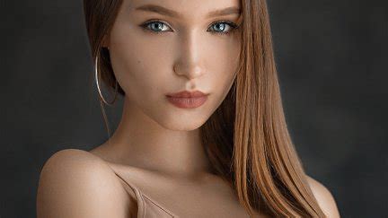 Evgeny Sibiraev Women Brunette Long Hair Straight Hair Blue Eyes