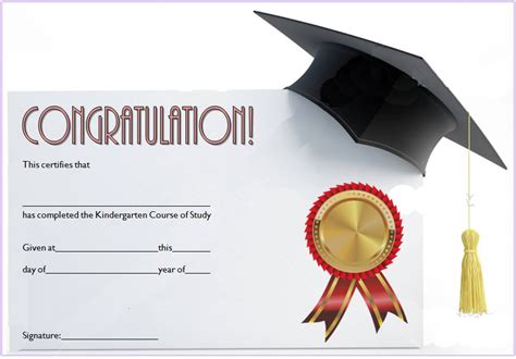 Congratulations Certificate Template For Kindergarten Gradu