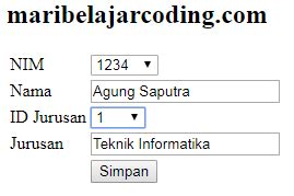 Menampilkan Data Di Textbox Dari Database Berdasarkan Dropdown Mari