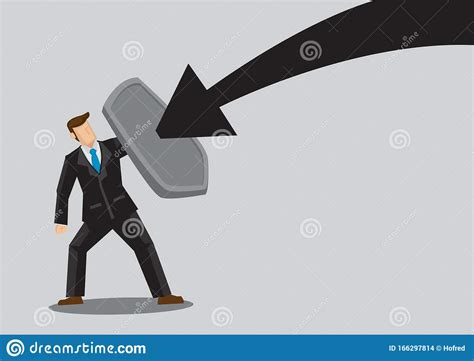 Businessman Protect Himself With Shield Stock Vector Illustration Of