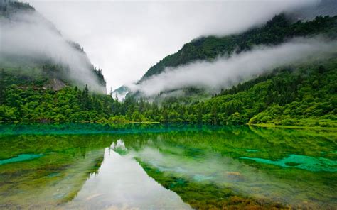 Jiuzhaigou National Park China Lake Clear Water And Green