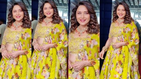 Madhuri Dixit Looks Gorgeous In Yellow Outfit Arrive At Jhalak Dikhhla