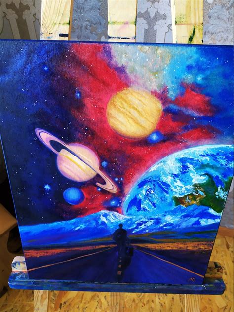 Original Oil Painting Surreal Art Surrealism Galaxy Etsy