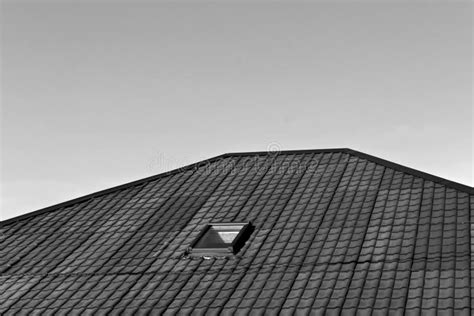 House Roof Texture With Mansard In Black And White Stock Photo Image