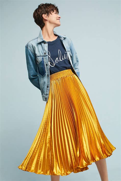 Gorgeous Gold Skirt With Tiny Pleats Gemma Pleated Skirt From