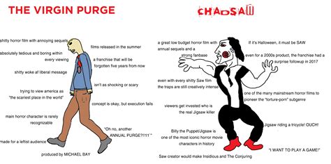 The Virgin Purge Vs Chadsaw Virgin Vs Chad Know Your Meme