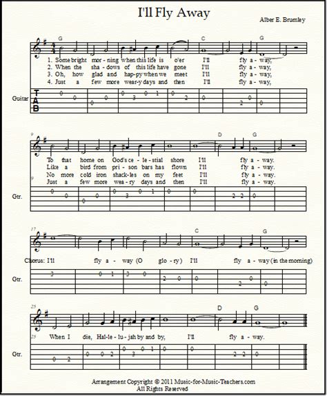 Ill Fly Away Free Fiddle Sheet Music And Easy Guitar Tabs