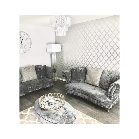 Camden Trellis Wallpaper Soft Grey Silver Living Room