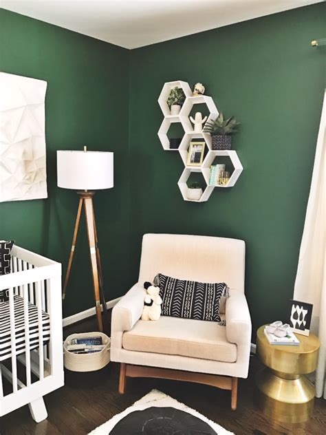 A Green Nursery With Modern Black And White Accents