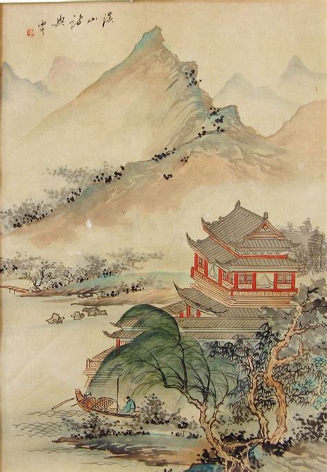 Vintage Signed Chinese Art Chinese Watercolor By Bequirksy 4000