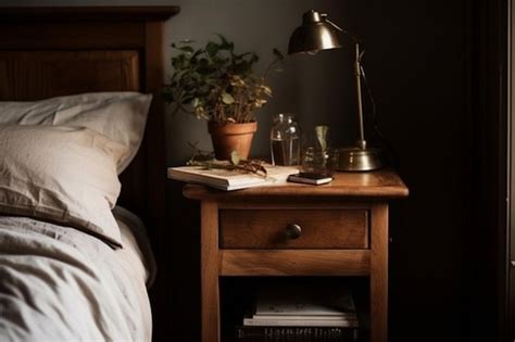 Premium Ai Image A Book On A Nightstand Next To A Lamp With A Book On It