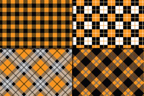 Orange And Black Plaid Digital Papers Backgrounds 216564