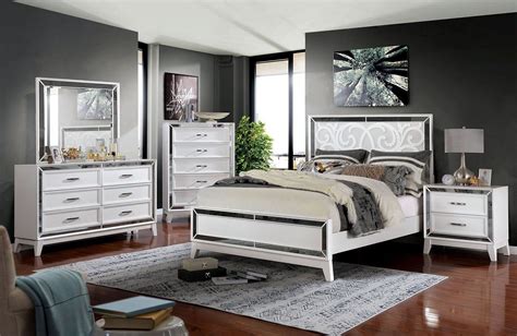 Merax 6 pieces bedroom furniture set, bedroom set with king size platform bed, two nightstands, dresser, chest and mirror, rich brown amazon's choice customers shopped amazon's choice for… king size bedroom sets. Furniture Of America Lamego White/mirrored Contemporary ...