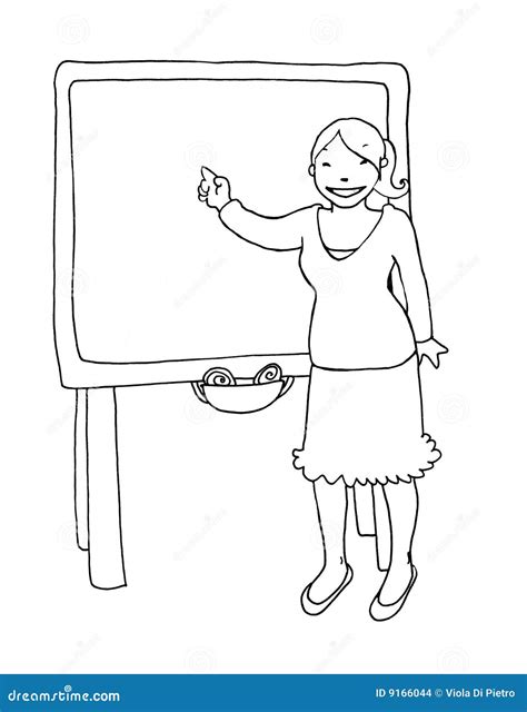 Teacher At The Blackboard Black And White Royalty Free Illustration