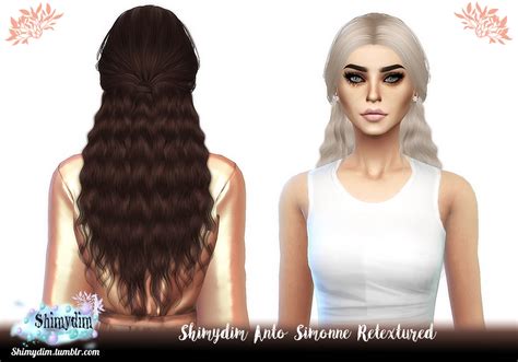 Shimydim Anto`s Simonne Hair Retextured Sims 4 Hairs