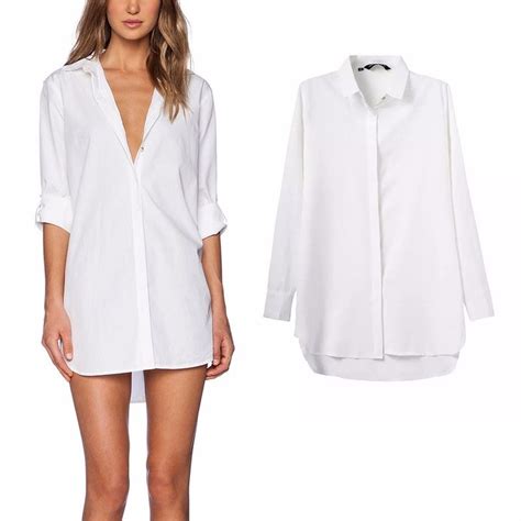 Check spelling or type a new query. New Womens Classic White Lapel Button Down Boyfriend Long ...