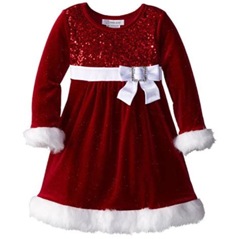 Bonnie Jean Girls Glitter Red Velvet Sequin Christmas Holiday Dress