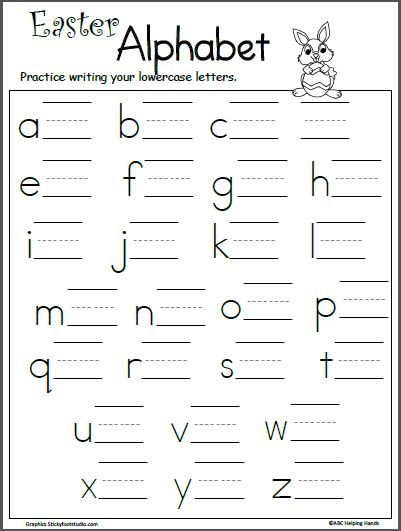 As you know, kindergarten students do not really write much during the first weeks of school. Free Easter Lowercase Letter Writing Practice - Madebyteachers