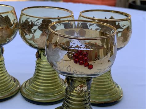 set of 6 german rhein glass roemer vintage goblet wine glass etsy