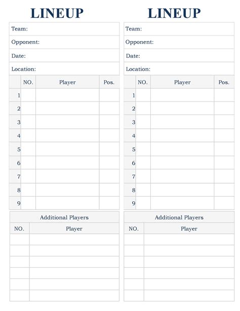 Printable Softball Lineup And Position Sheets A Softball Lineup Card Is