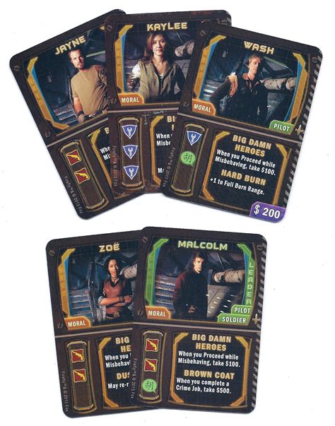 Firefly The Game Big Damn Heroes Promo Cards Game Card Design