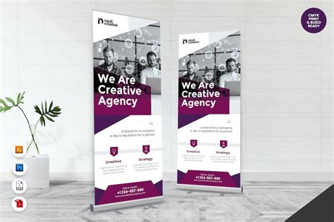 Creative Roll Up Banner Ai And Psd Template Vol16 Design Template Place