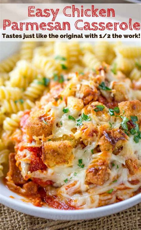 A perfect dish to prep ahead of time and stick in the oven an hour before dinner. Chicken Parmesan Casserole - Dinner, then Dessert