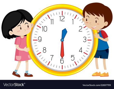 Cute Children Clock Template Royalty Free Vector Image