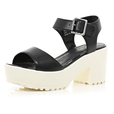 River Island Black Cleated Sole Sandals In Black Lyst