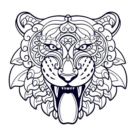 Tiger Head Mandala Arts Isolated On White Background 14409225 Vector