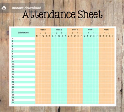 Monthly Attendance Sheet Pdf