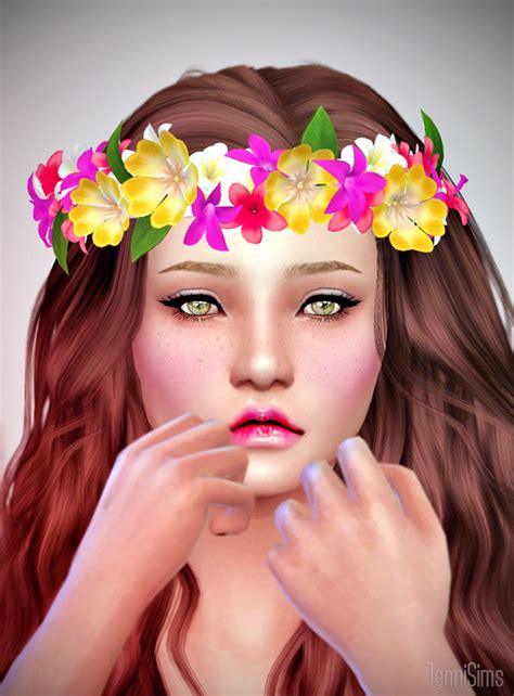 Jennisims Downloads Sims 4 Accessory Crown Diadem Of Flowers Male Female