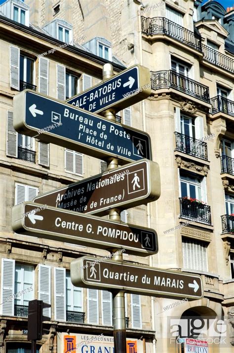 Street Sign With Directions In Paris Stock Photo Picture And Royalty
