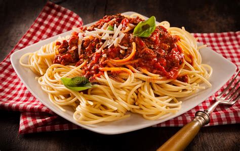 Serving of Traditional Italian Spaghetti Bolognese Stock Image - Image ...