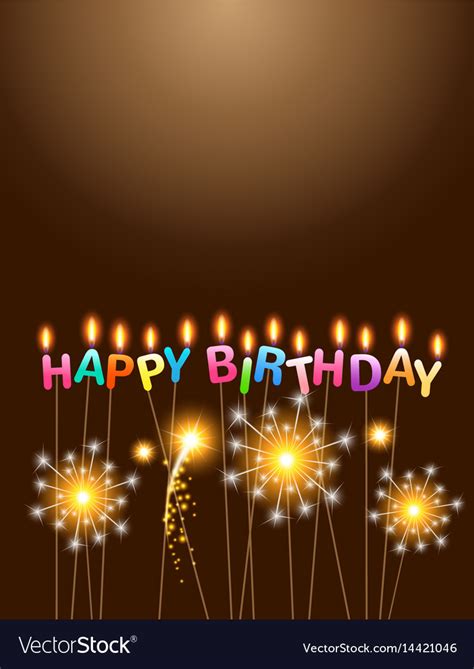 Sparklers With Colorful Candles Happy Birthday Vector Image