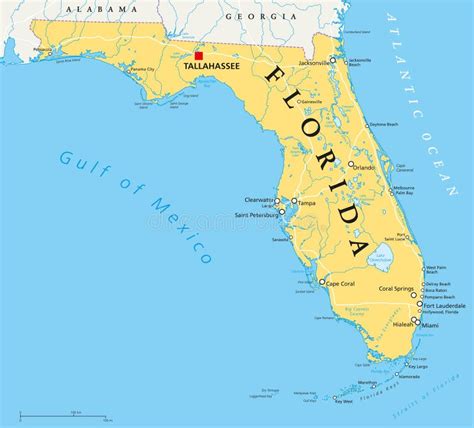 Mapa Político De La Florida Ilustración Del Vector Ilustración De