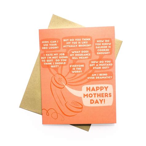 Calls To Mom Mothers Day Card Funny Mothers Day Card Etsy