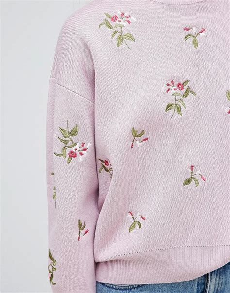 Lyst New Look Embroidered Jumper In Pink