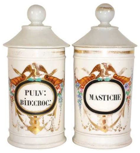 745 Drug Store French Porcelain Apothecary Jars 2 M