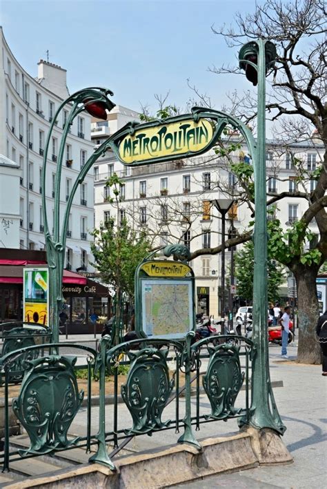 Paris Métropolitain Entrée De La Station Ménilmontant 2 Arch Hector