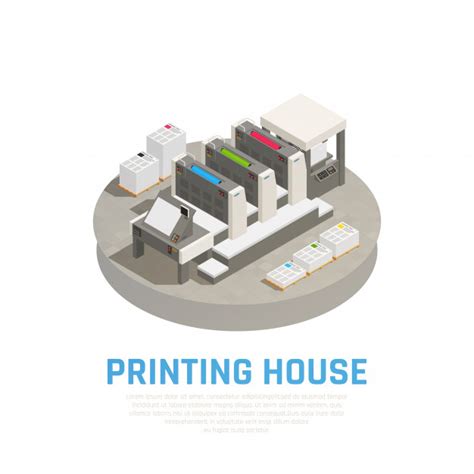 Free Printing House Facility Equipment Isometric Composition With