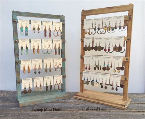 Earring Displays With 12 Earrings Cards Wood Jewelry Displays Holders