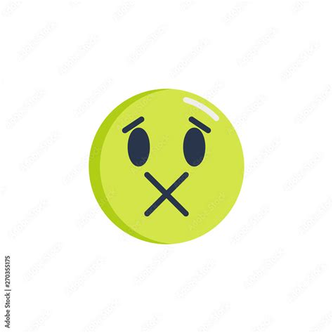Secret Face Emoticon Flat Icon Silent Emoji Face Vector Sign Colorful