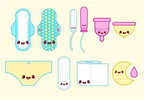 Happy Tampon Period Vector Set Underwear Illustration Free Clip Art