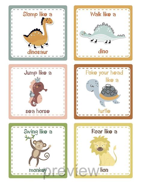 Animal Movement Cards Brain Break Movement Cards For Kids Etsy