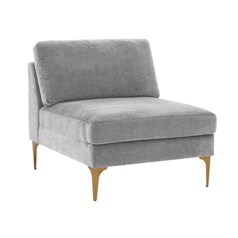 Tov Furniture Serena Gray Velvet Armless Chair With Black Leg Loftmodern