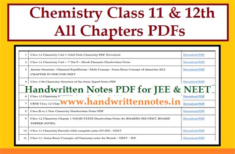 Chemistry Class Th All Subjects Handwritten Notes Pdf For Jee My Xxx